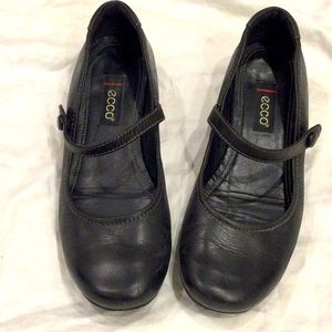 ECCO Mary Jane Shoes Black Leather Size 37